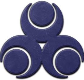 The symbol of Nayru, three purple circular shapes in the form of a triangle.